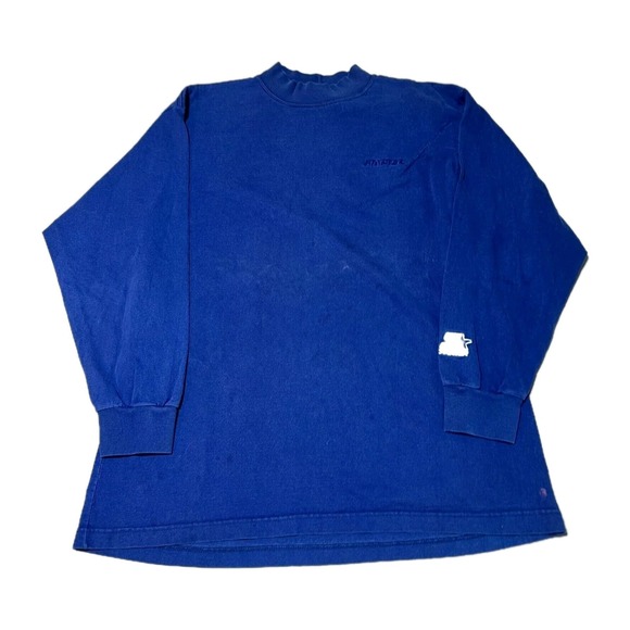 Vintage Starter Shirt Mens Medium Navy Blue Long‎ Sleeve Blank Made in USA 90s - Picture 1 of 6